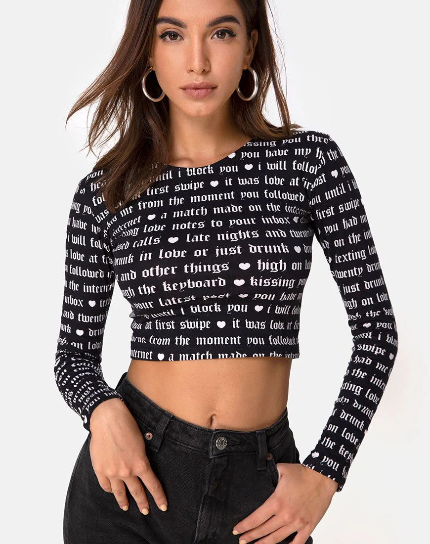 Bonnie Crop Top in Schwarz Love At First Swipe
