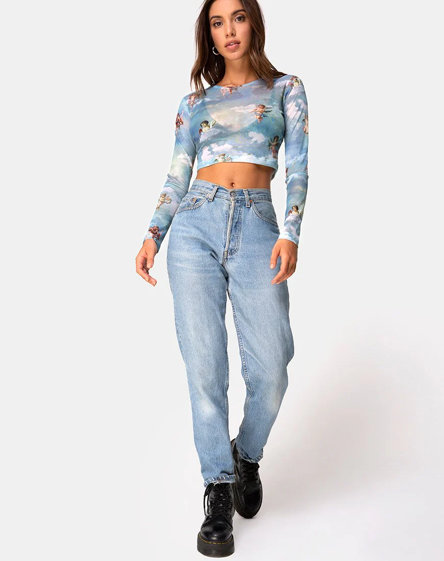 Bonnie Crop Top in Angel Sky Blue Mesh - Image 6