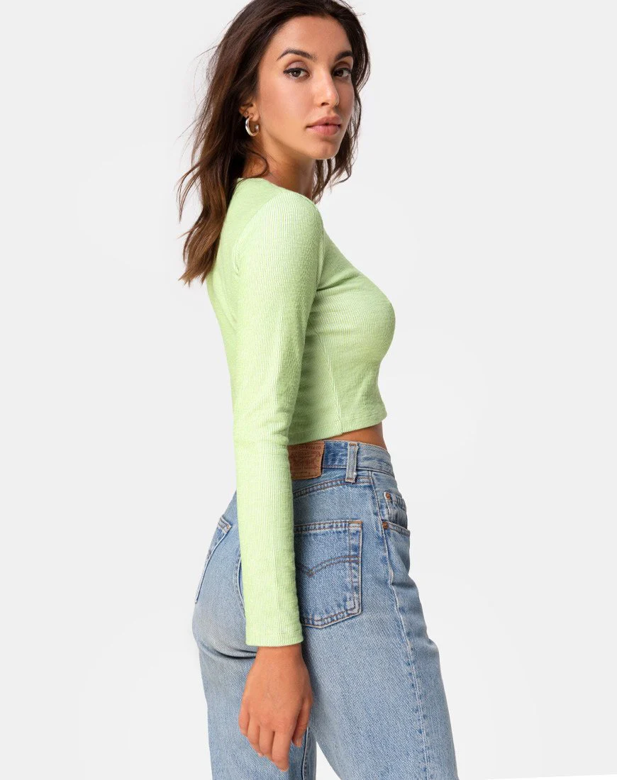 Bonnie Crop Top aus Rippstrick in Pastelllimette - Image 2