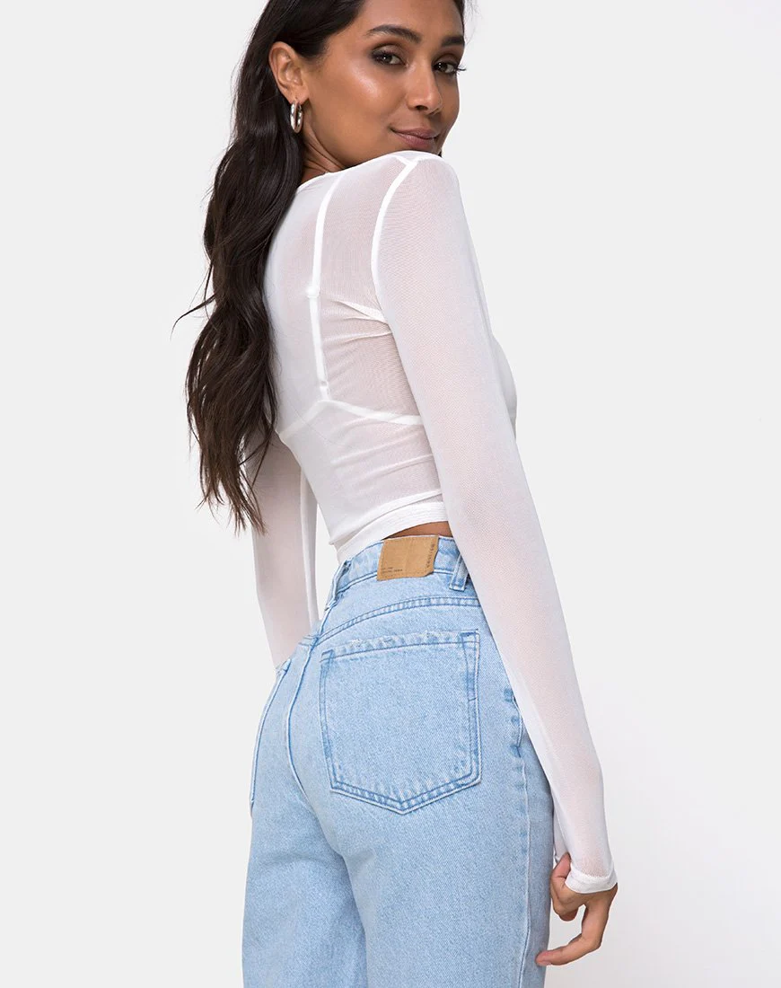 Bonnie Crop Top aus elfenbeinfarbenem Netz - Image 2