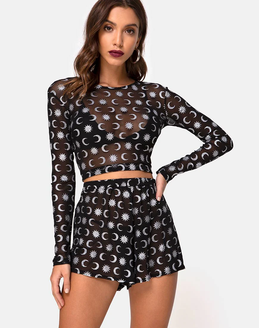 Boris Short in Over the Moon Schwarz mit Glitter