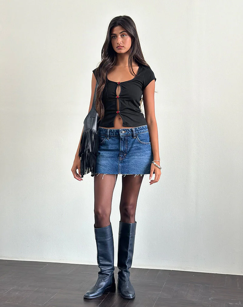 Boska Top in Schwarz mit roter Rose - Image 2