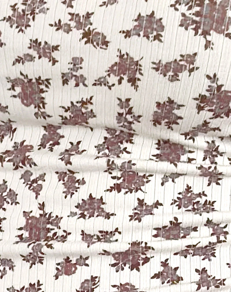 Bovita Geripptes Langarm-Top in Ditsy Floral Creme - Image 6