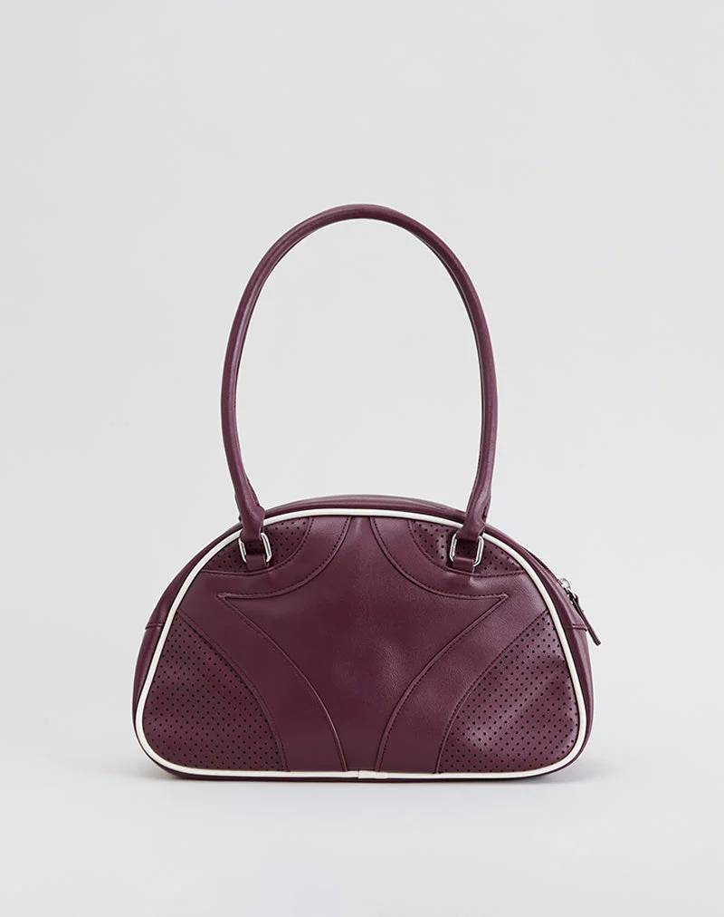 Bowler-Tasche in Creme und Burgunderrot - Image 3