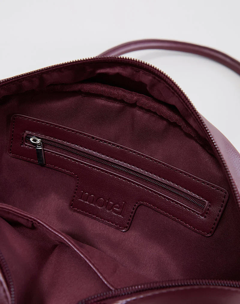 Bowler-Tasche in Creme und Burgunderrot - Image 4