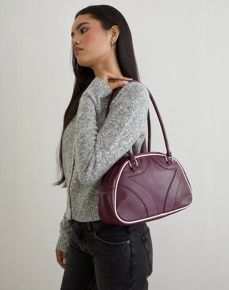 Bowler-Tasche in Creme und Burgunderrot - Image 5
