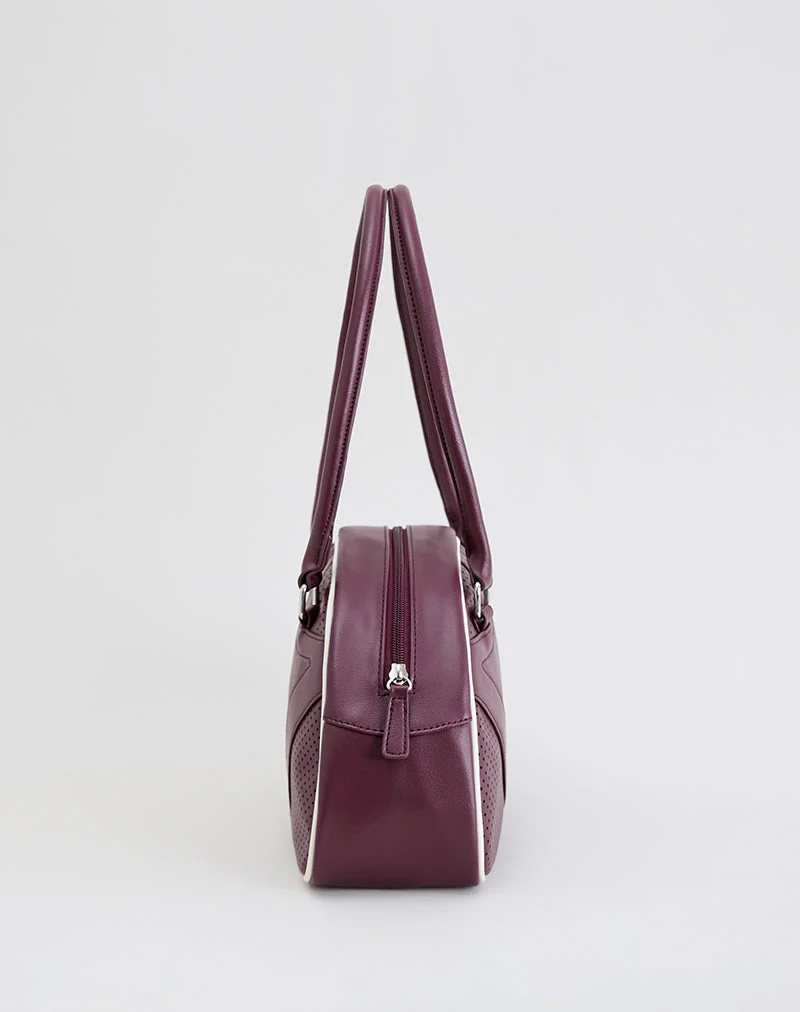 Bowler-Tasche in Creme und Burgunderrot - Image 6