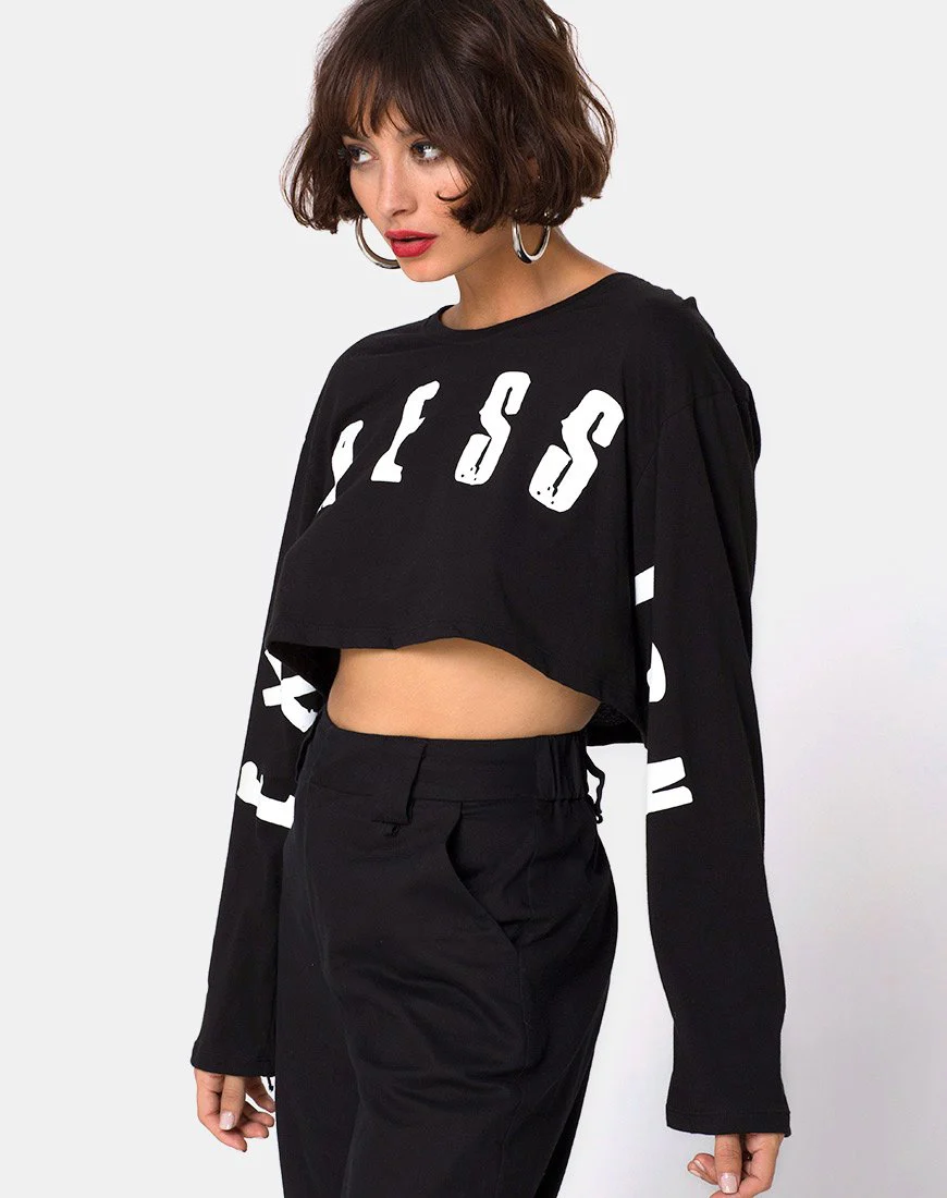 Box Expression Crop Tee in Schwarz