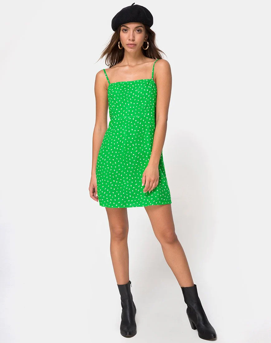 Boyasly Slip Dress in Mini Diana Dot Grün - Image 3