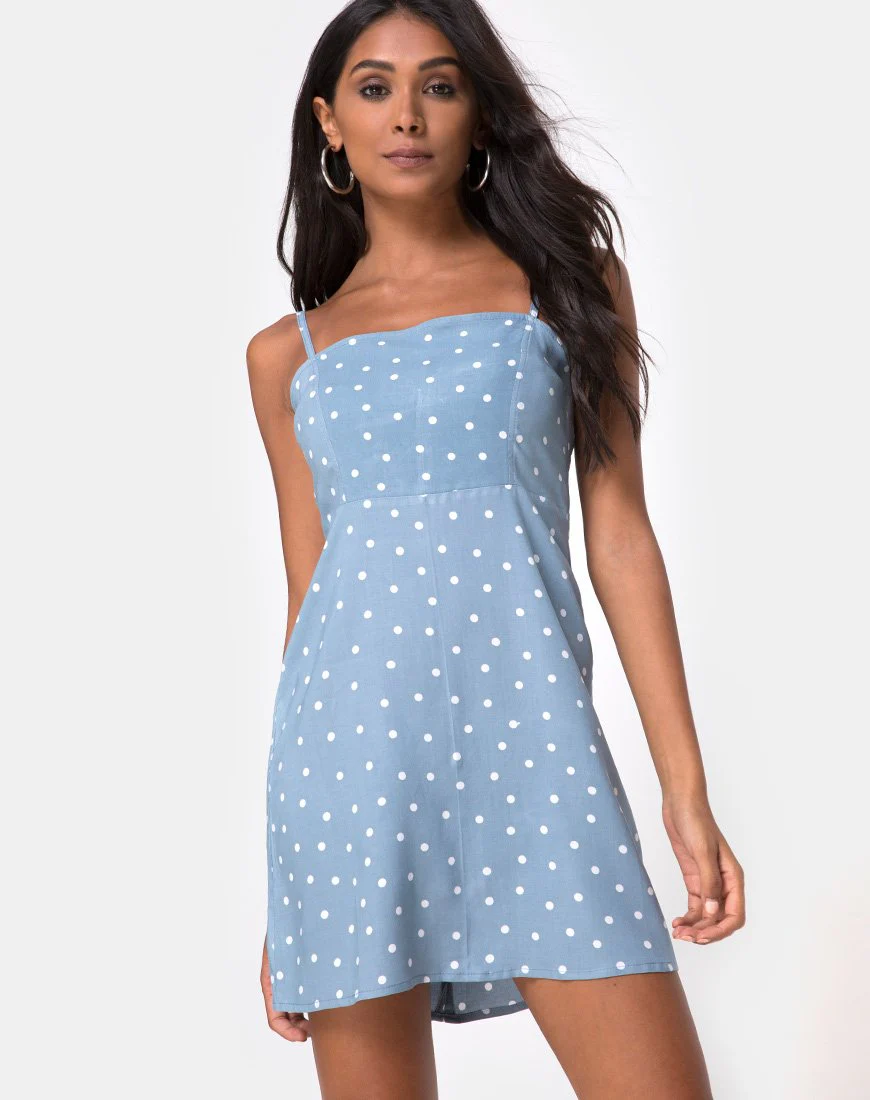 Boyasly Slip Dress in Skater Polka Blau