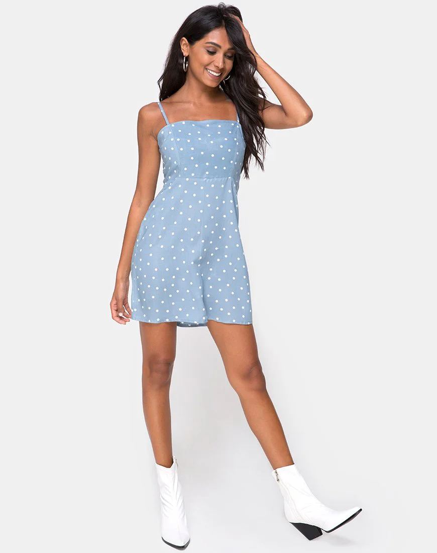 Boyasly Slip Dress in Skater Polka Blau - Image 3