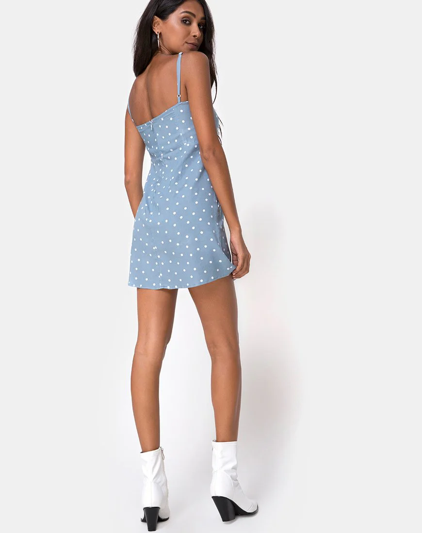 Boyasly Slip Dress in Skater Polka Blau - Image 4