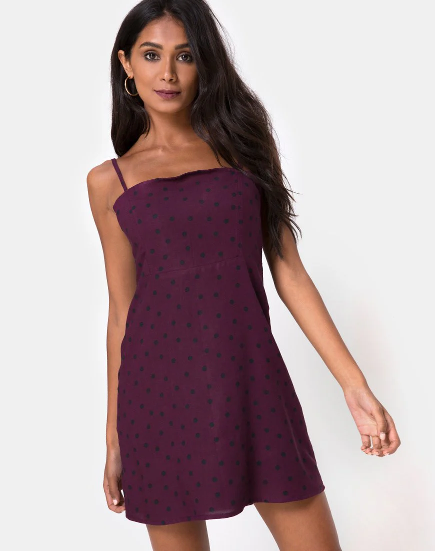 Boyasly Slip Dress in Skater Polka Wein