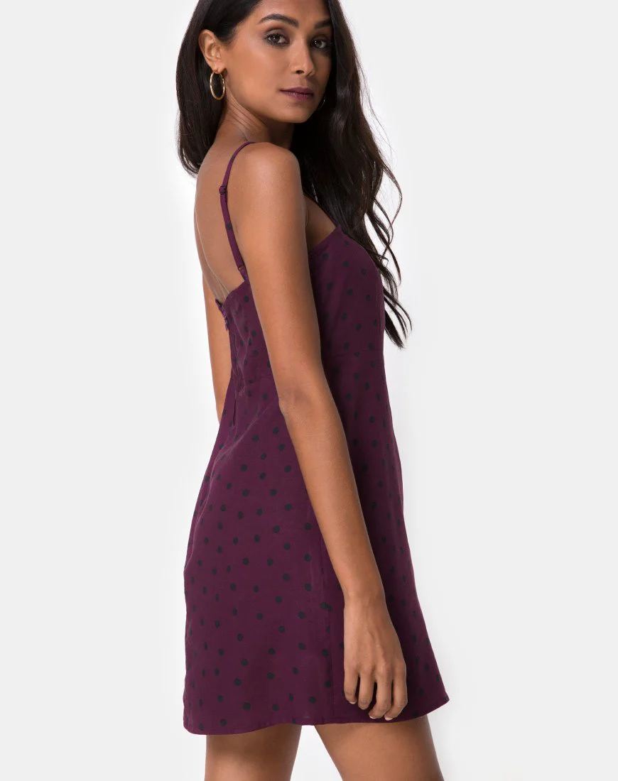 Boyasly Slip Dress in Skater Polka Wein - Image 2