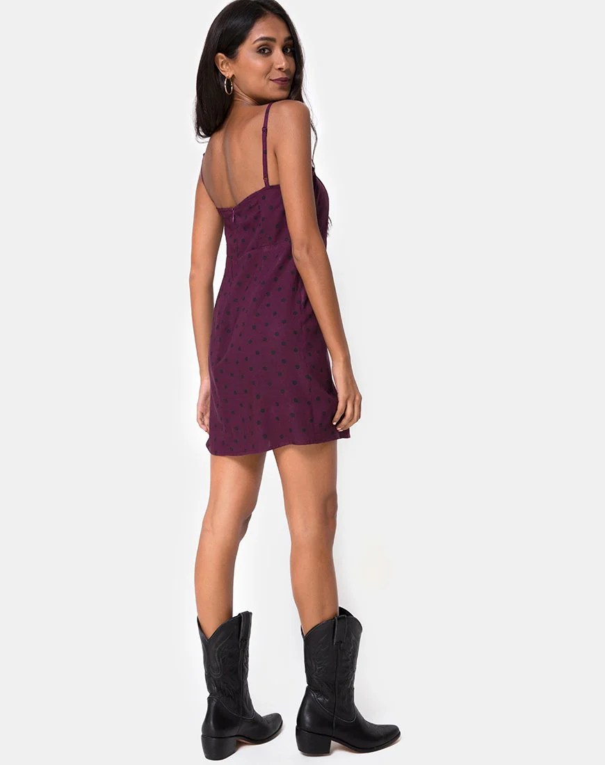 Boyasly Slip Dress in Skater Polka Wein - Image 4