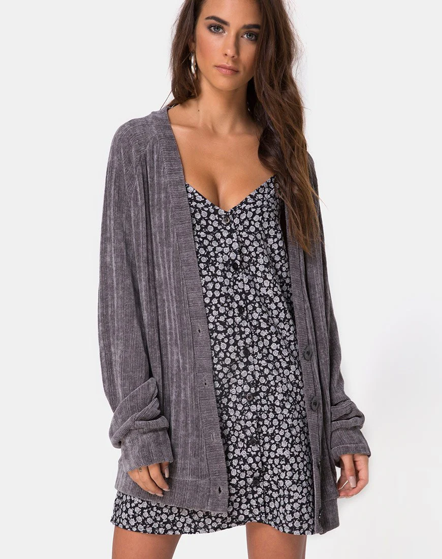 Boyfriend-Strickjacke aus Chenille Grau - Image 2