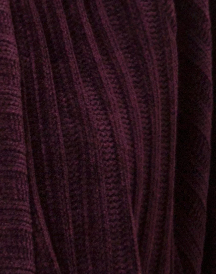Boyfriend-Strickjacke aus Chenille-Pflaume - Image 5