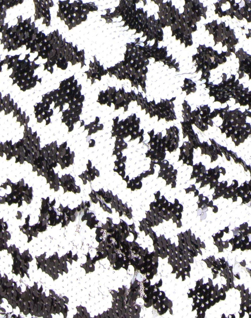 Brandy Bodycon Kleid in Weiß Leopard Pailletten - Image 4