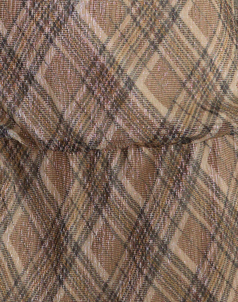 Briani Neckholderkleid aus kariertem Plissee Braun - Image 7