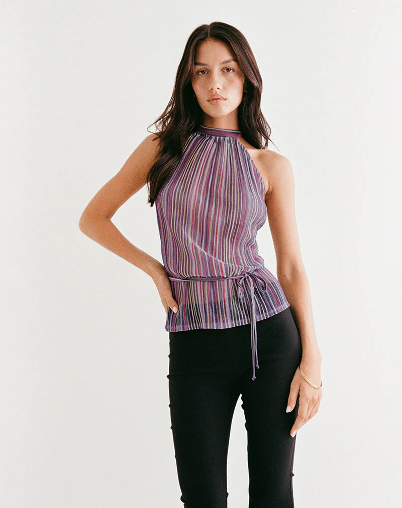 Brienne Top in Schimmernder Plissee Lila Rosa - Image 5