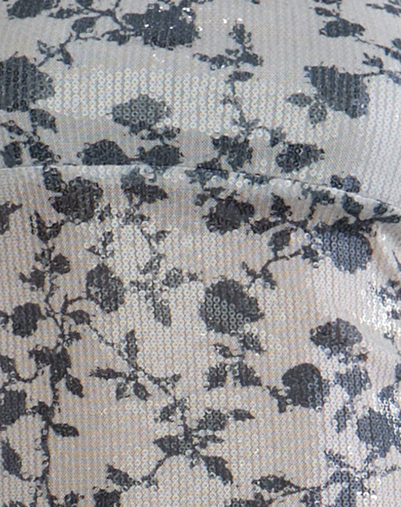 Brilia Bandeau-Top aus Paillettenblüten Grau - Image 6