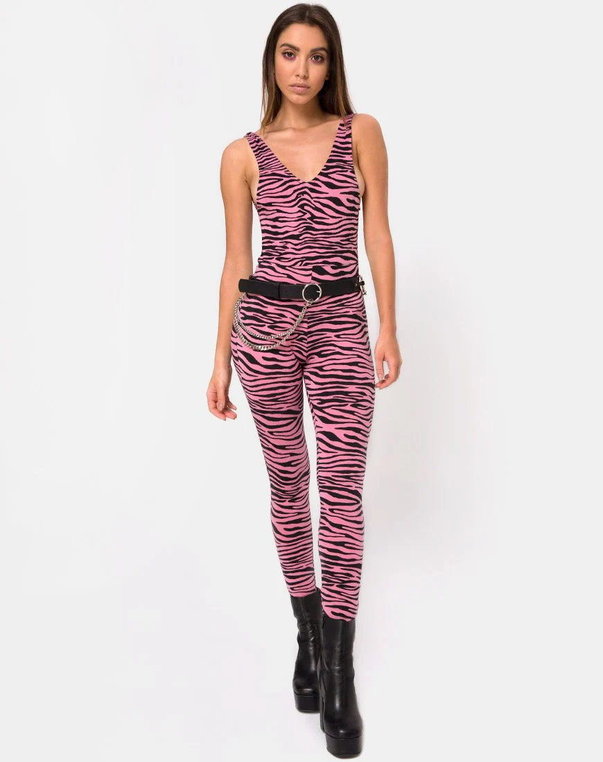 Brista Catsuit in Zip's Zebra Pink - Image 3