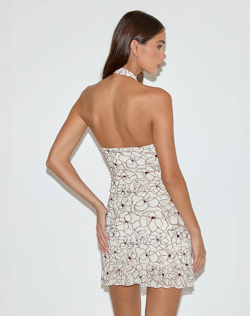 Broly Trägerkleid in Line Flower Creme - Image 4