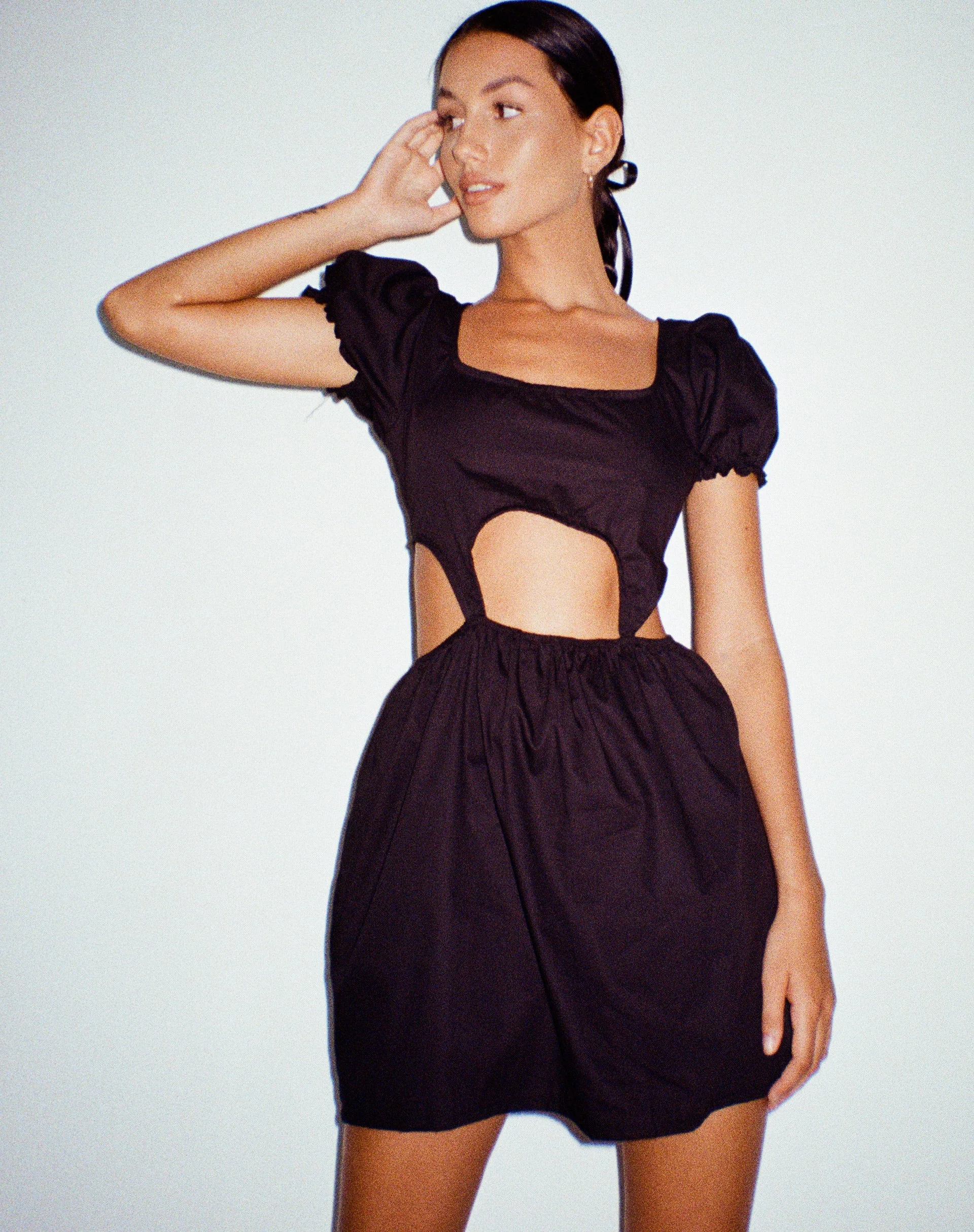 Brynlie Minikleid aus Popeline Schwarz