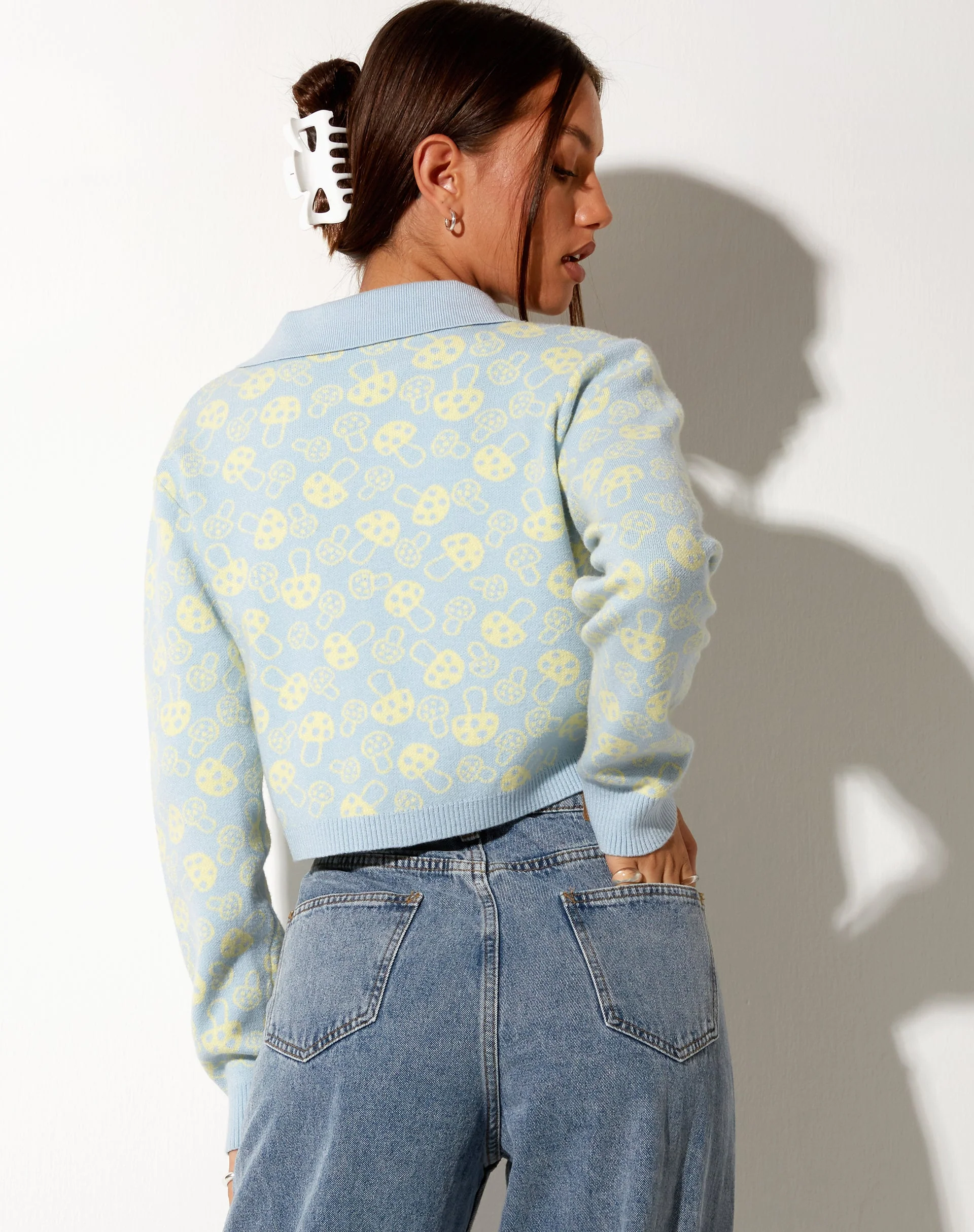 Bufo Strickjacke in Baby Shroom Blau und Gelb - Image 2
