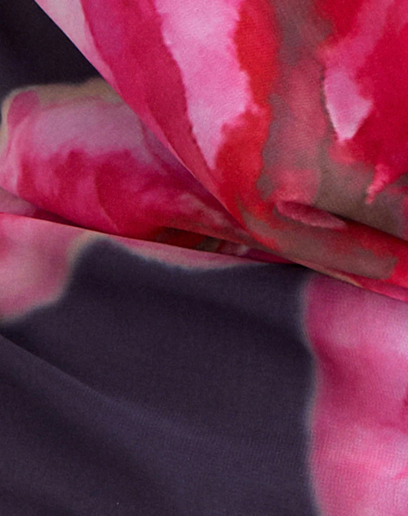 Bujau Plunge Cowl Neck Top in Purple Chiffon with Desert Flower - Image 6