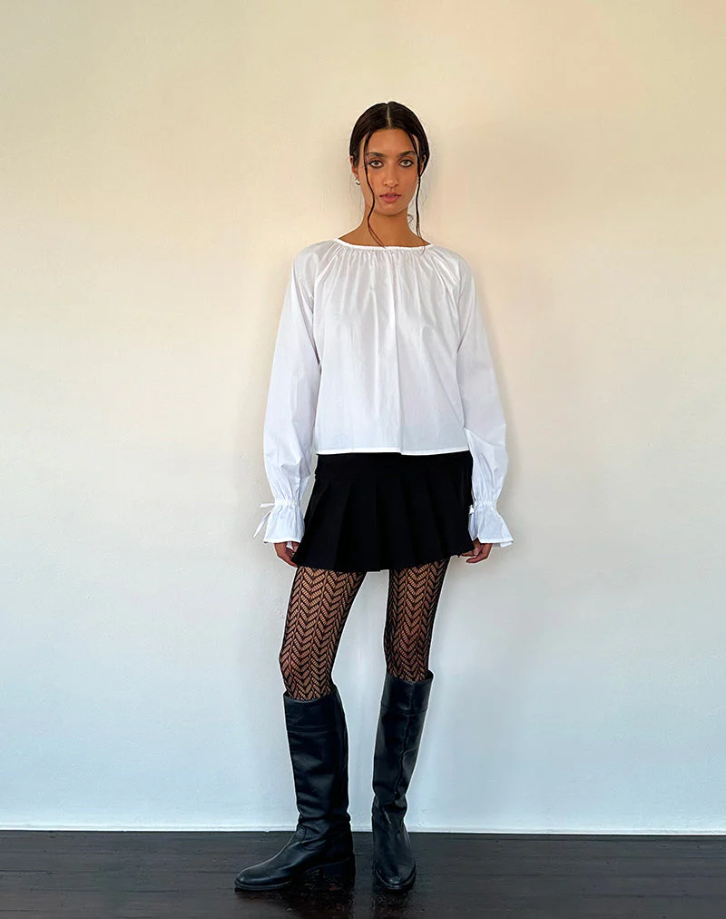 Bulila Bluse mit Krawattenärmeln aus weißer Popeline - Image 5