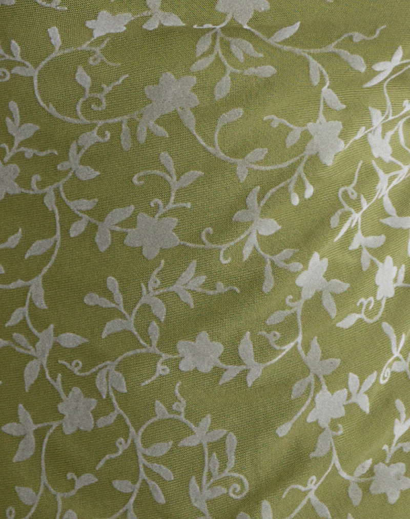 Burkie Neckholder-Top in Pretty Petal Flock Olive - Image 5