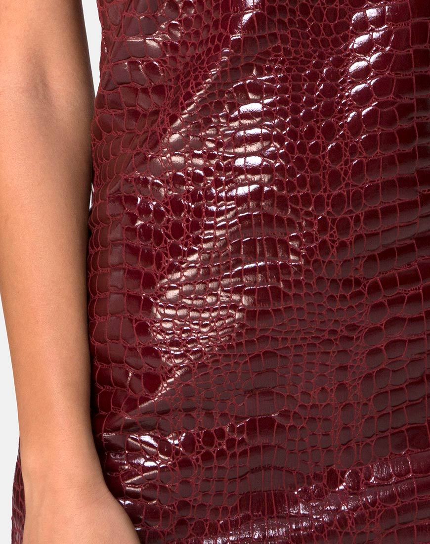 Burmay Kleid aus PU-Kroko Wein - Image 5