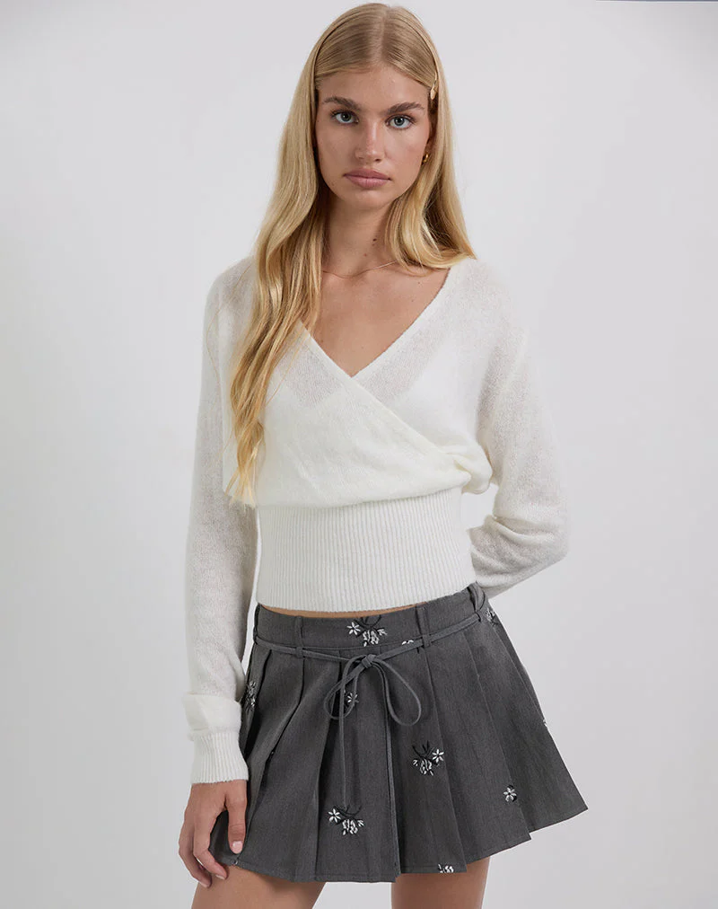 Calina Rock mit floraler Stickerei Tailoring Charcoal - Image 5