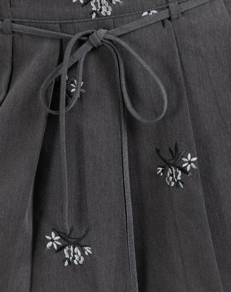 Calina Rock mit floraler Stickerei Tailoring Charcoal - Image 6