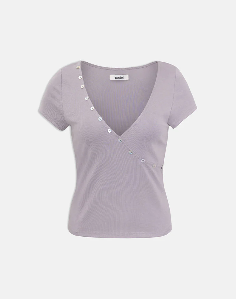 Caliza Top in Lilac Grey Eco Lyocell - Image 3