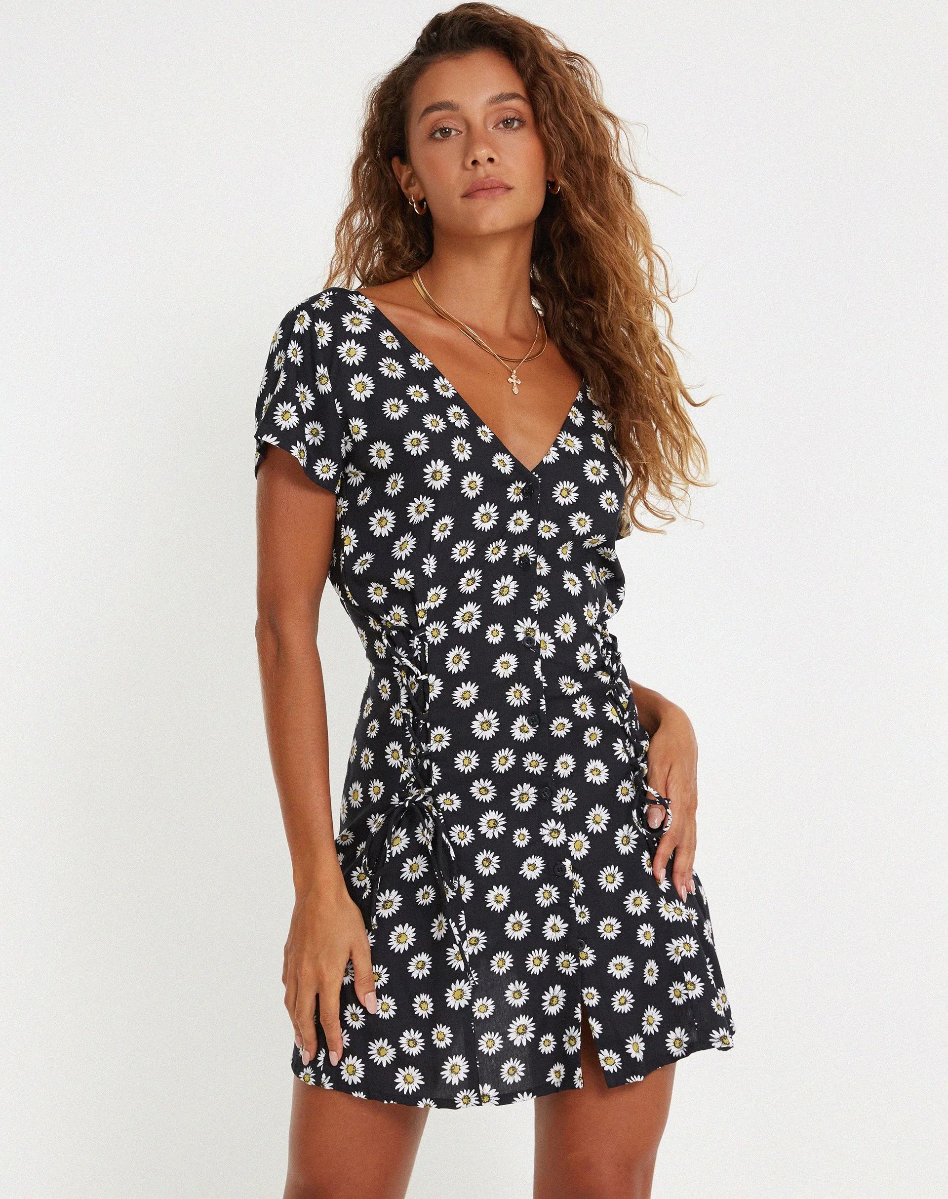 Calliope Minikleid in Grunge Daisy Schwarz