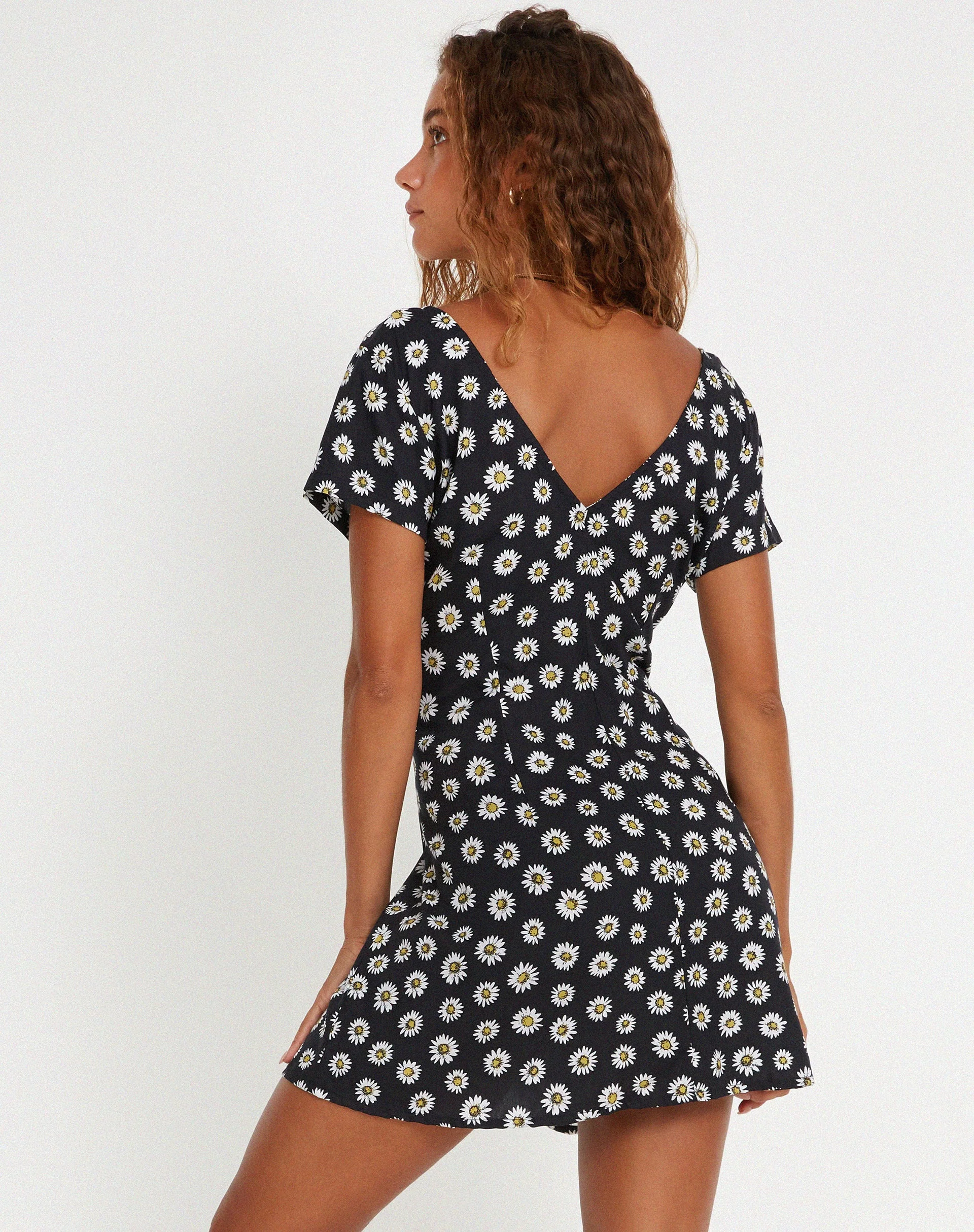 Calliope Minikleid in Grunge Daisy Schwarz - Image 2