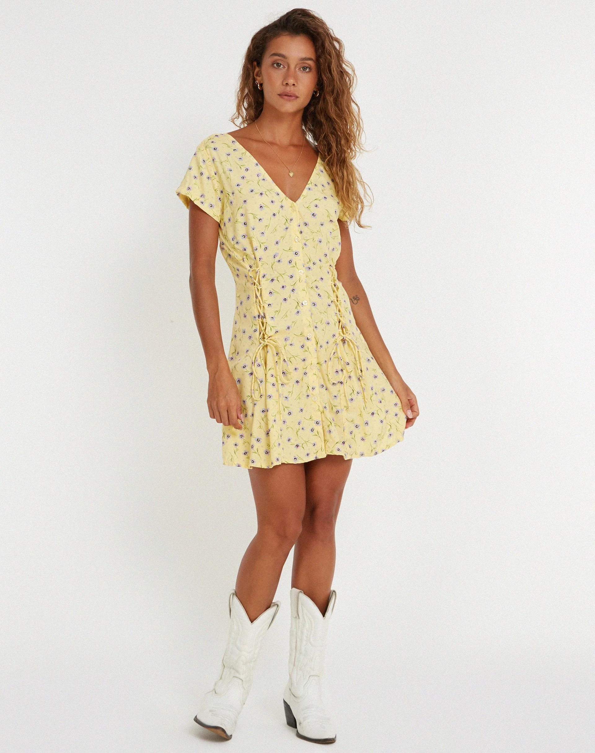 Calliope Minikleid in Wild Flower Lemon Drop - Image 3