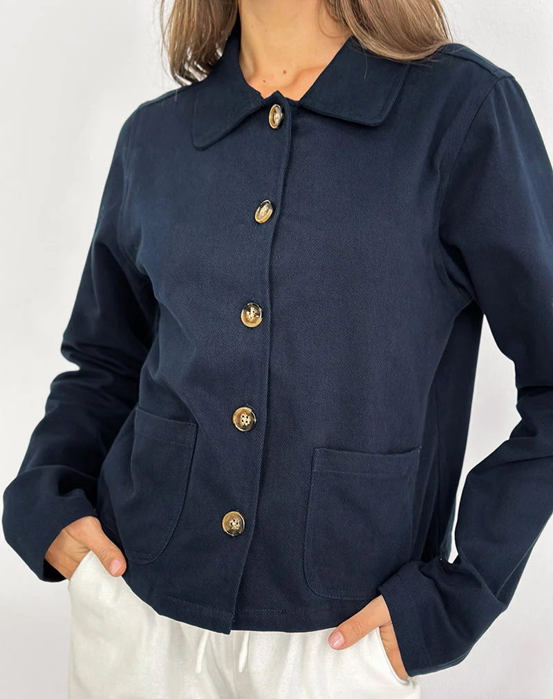 Calva Boxy Jacke in Dunkelmarine - Image 3