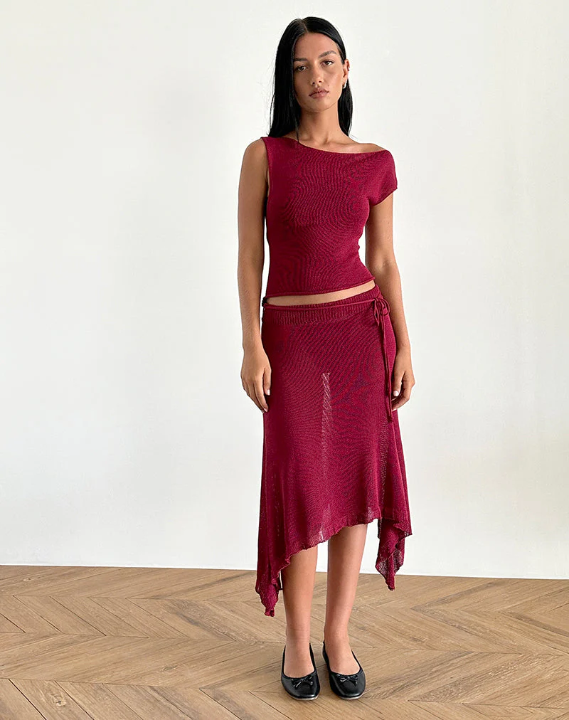 Calypso Top aus transparentem Strick Rot - Image 2