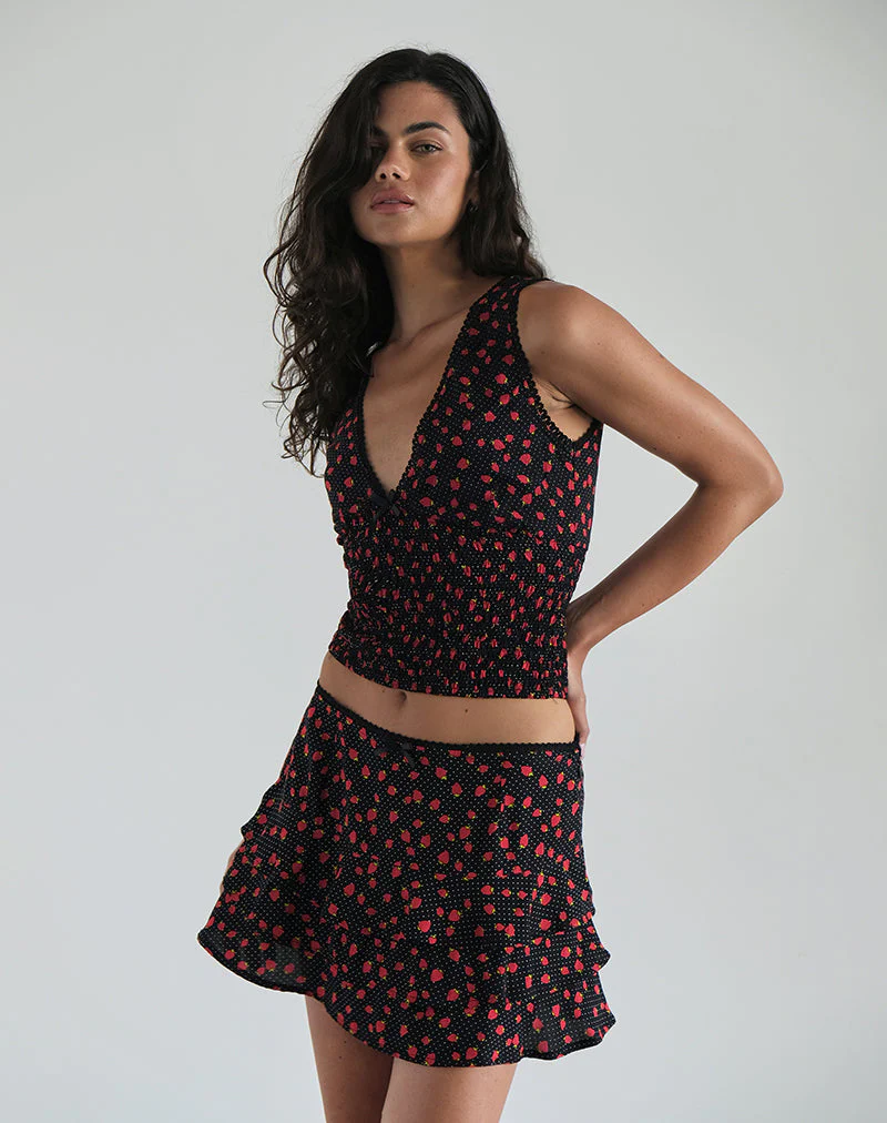 Camigi Minirock in Strawberry Polka Schwarz - Image 3