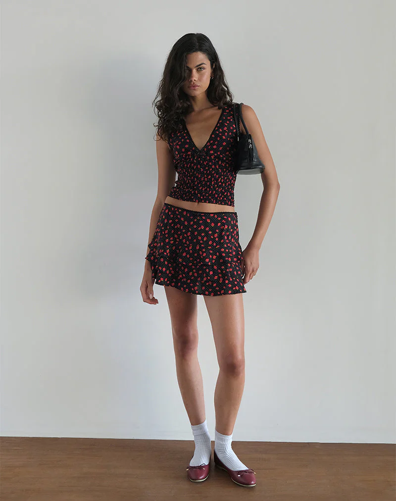 Camigi Minirock in Strawberry Polka Schwarz - Image 4