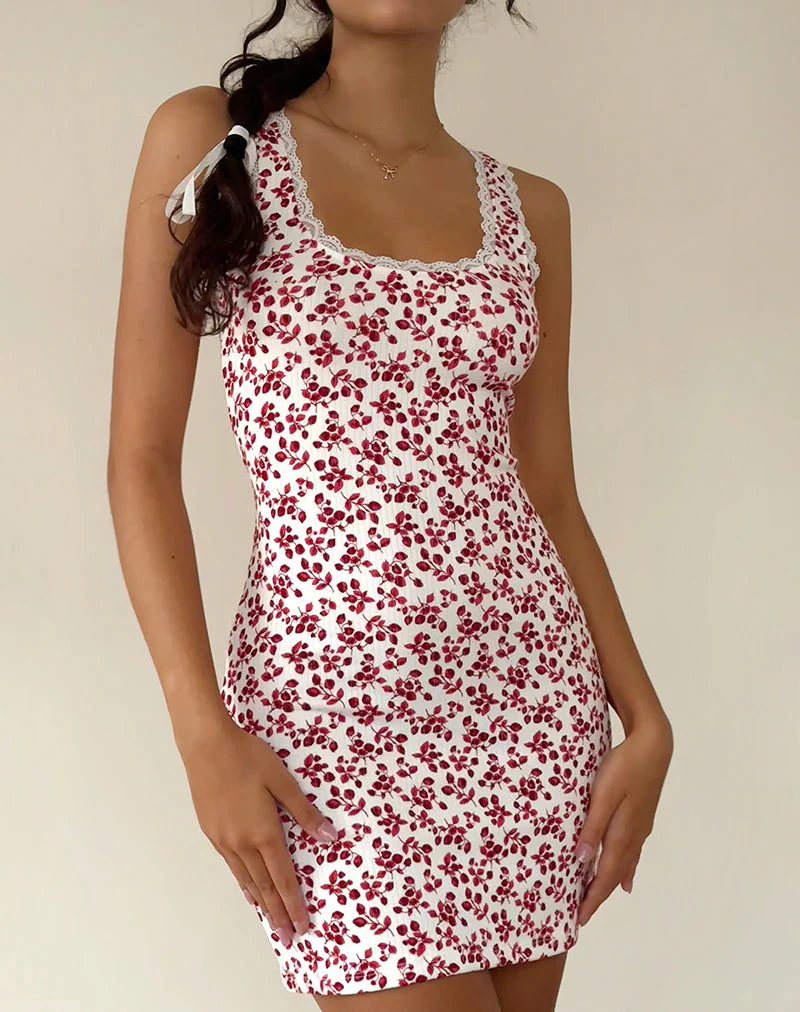 Camina Kleid in Summer Strawberry Off White