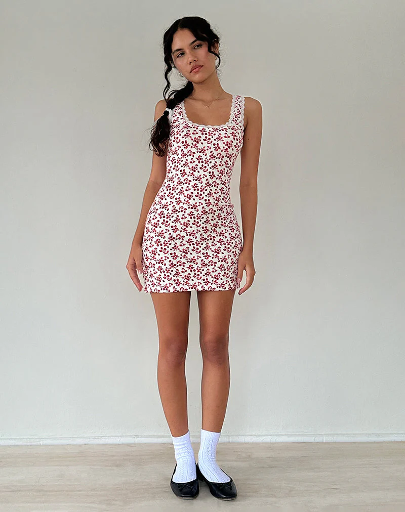 Camina Kleid in Summer Strawberry Off White - Image 3