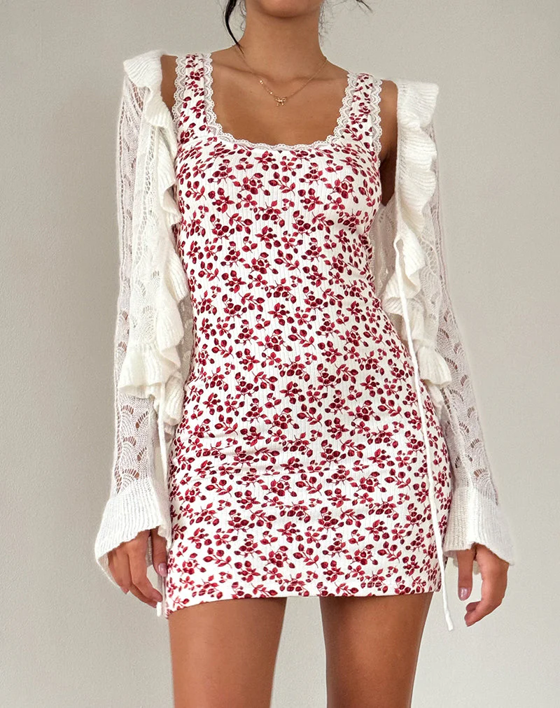 Camina Kleid in Summer Strawberry Off White - Image 4