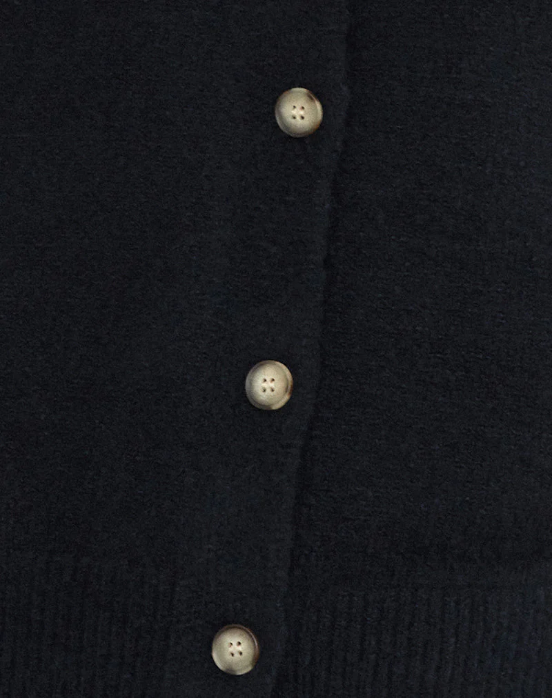 Camira Gestrickte Weste mit Knopfleiste in Schwarz - Image 6