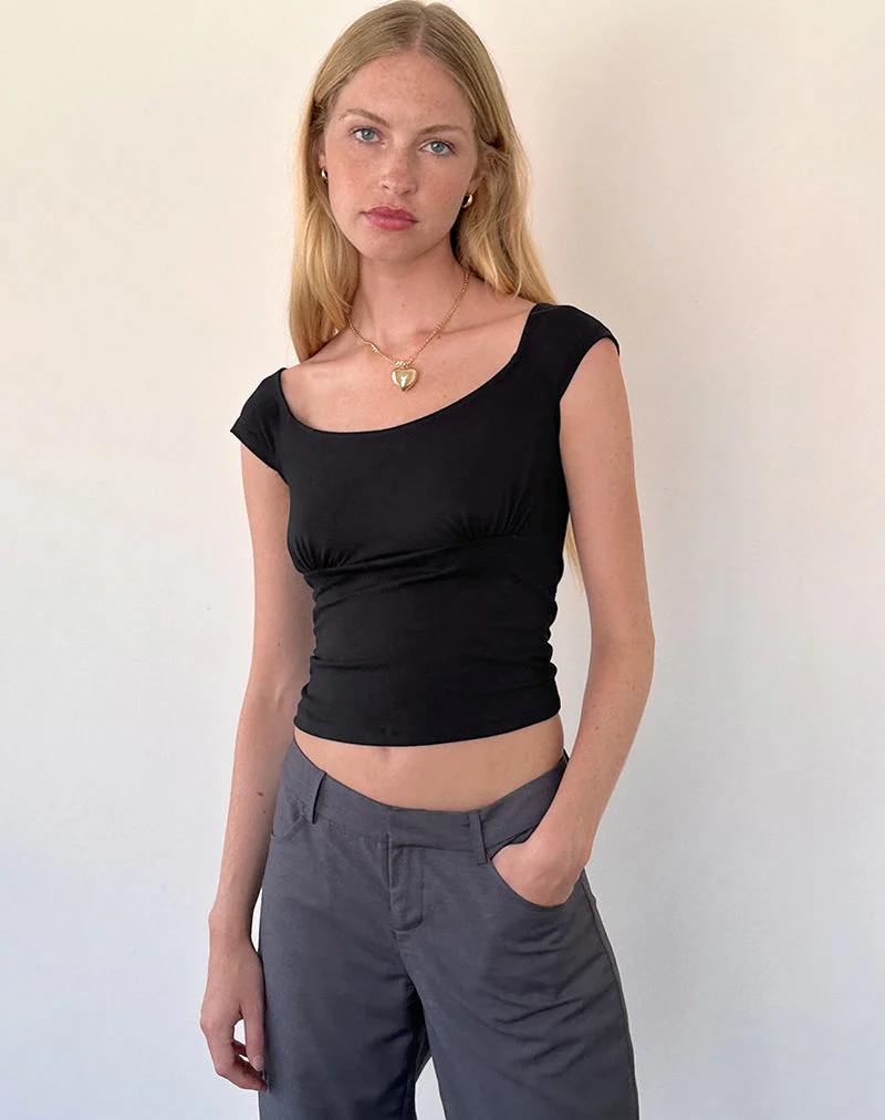 Cania Top aus schwarzem Lycra