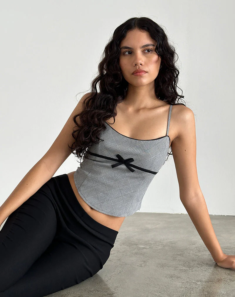 Canika Korsett-Top aus schwarz-weißem Multi-Karo - Image 4