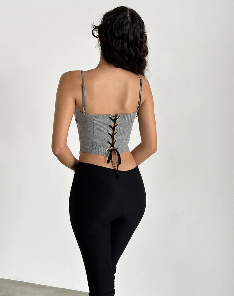 Canika Korsett-Top aus schwarz-weißem Multi-Karo - Image 5